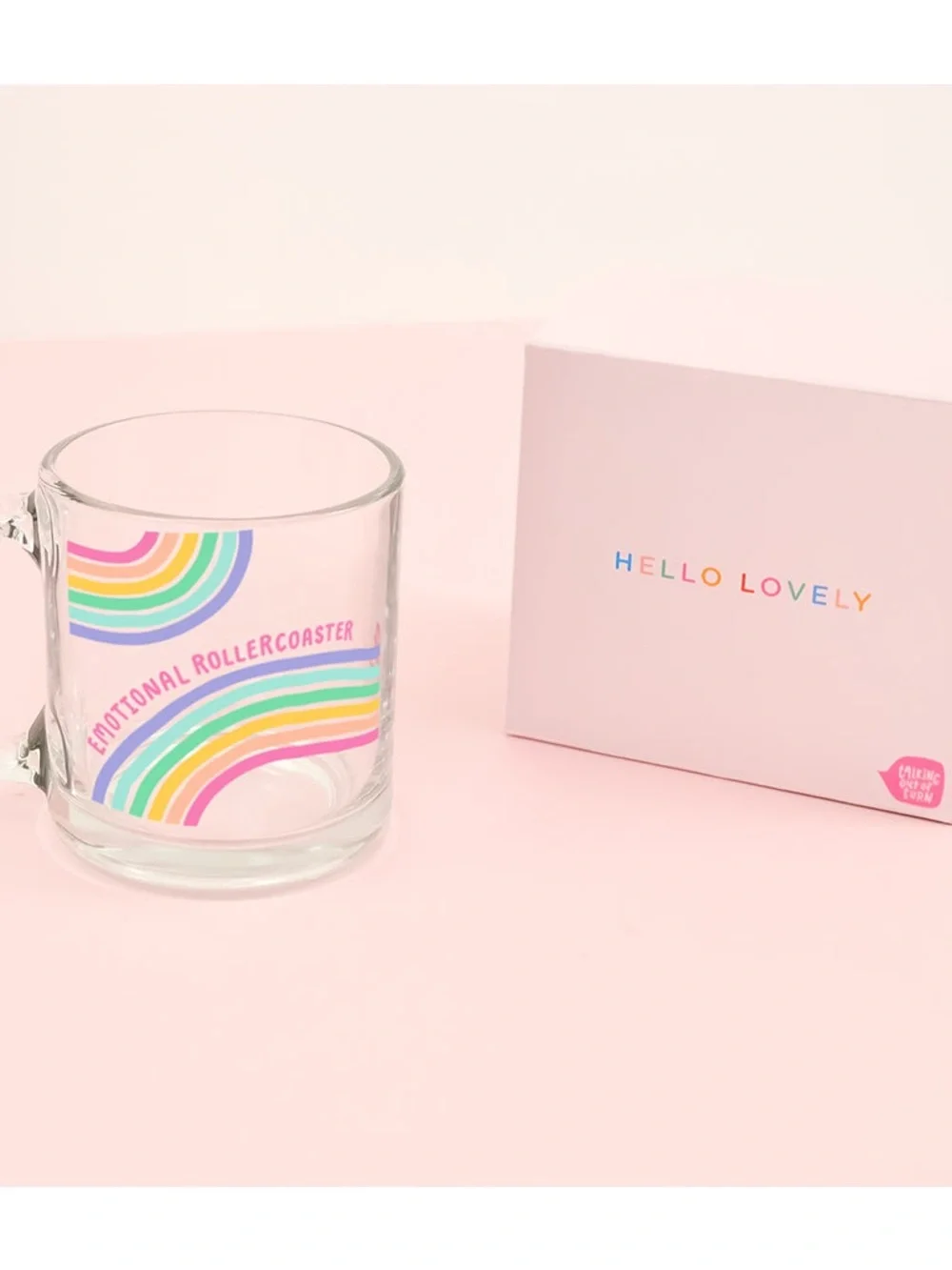 Emotional Rollercoaster Rainbow Glass Coffee Mug Retro Colorful New